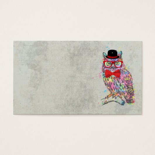 Cool funny trendy colourful watercolours owl (Front)