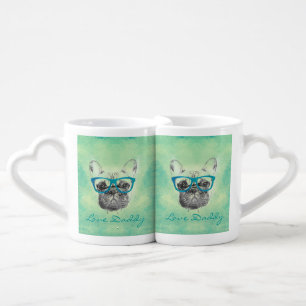 Cool funny trendy vintage French bulldog puppy Coffee Mug Set