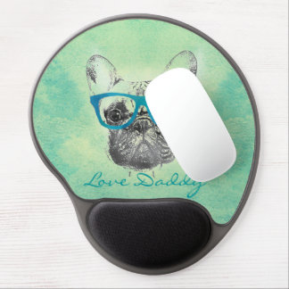 Cool  funny trendy vintage French bulldog  puppy Gel Mouse Pad