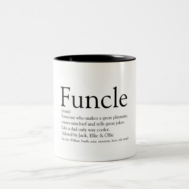 Cool Funny Uncle Funcle Definition Quote Two-Tone Coffee Mug (Center)