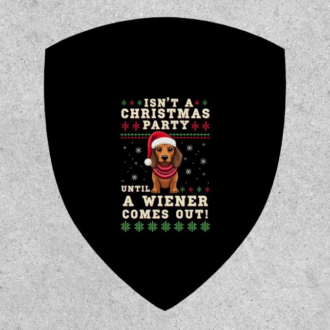 Cool Funny Wiener Dog Christmas Dachshund Holiday  Patch (Front)