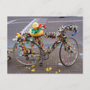 Cool Funny Yellow Duck Bicycle in Amsterdam Postcard