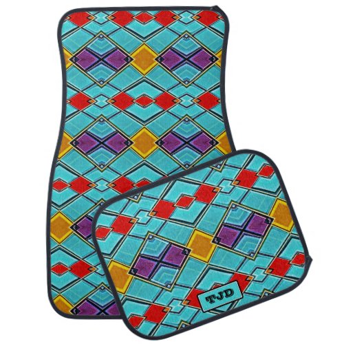 Cool Futuristic Sci_Fi Geometric _ Your Initials Car Floor Mat