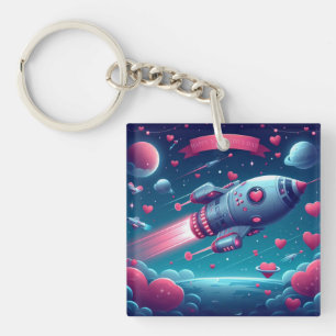 Cool/futuristic spaceship valentine's day keychain