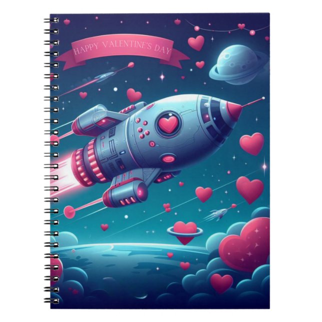 Cool/futuristic spaceship valentine's day notebook (Front)