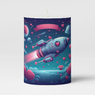 Cool/futuristic spaceship valentine's day pillar candle