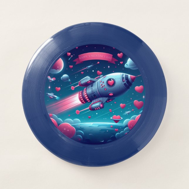 Cool/futuristic spaceship valentine's day Wham-O frisbee (Front)