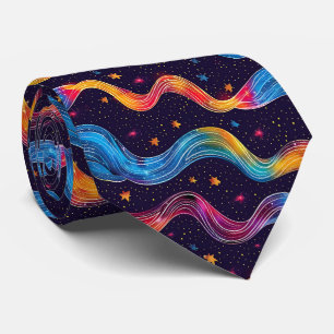 Cool galaxy disco tiled pattern  neck tie