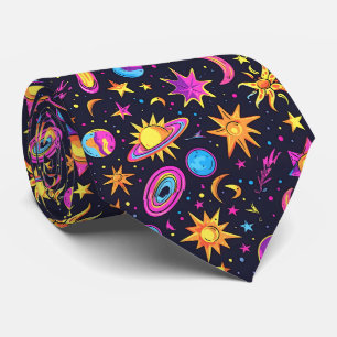 Cool galaxy disco tiled pattern neck tie