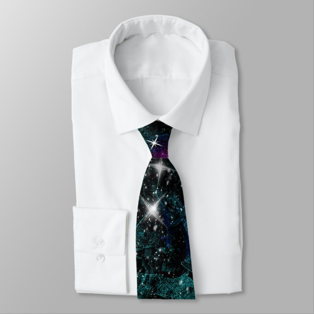 cool galaxy pattern space neck tie  (Tied)