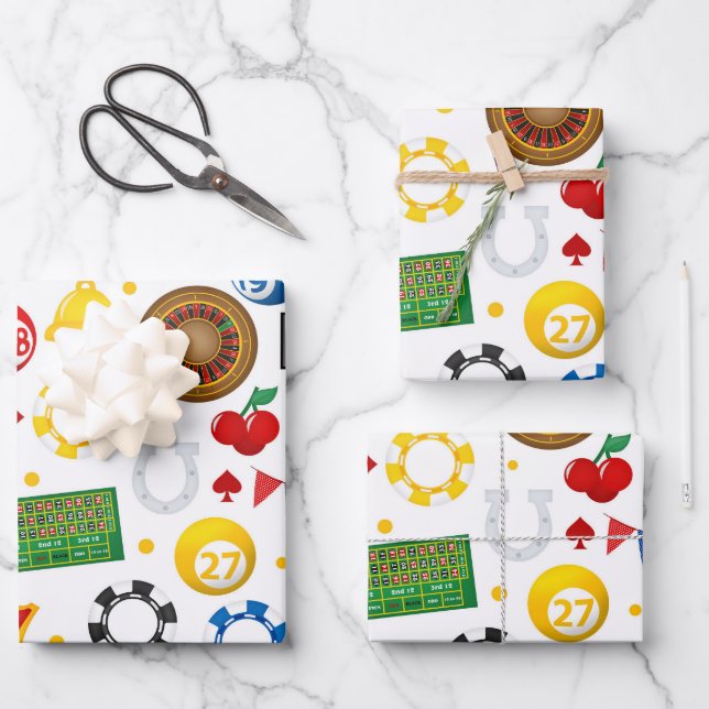 Cool gambling dice pattern Casino Wrapping Paper Sheets (Front)