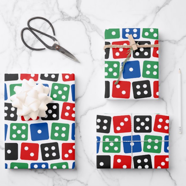 Cool gambling dice pattern party  wrapping paper sheets (Front)