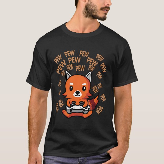 Cool Game Lover Funny Gaming Fox Animal Gifts For  T-Shirt (Front)