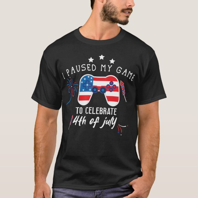 cool gamer design,4th of july gamer humor T-Shirt (Front)