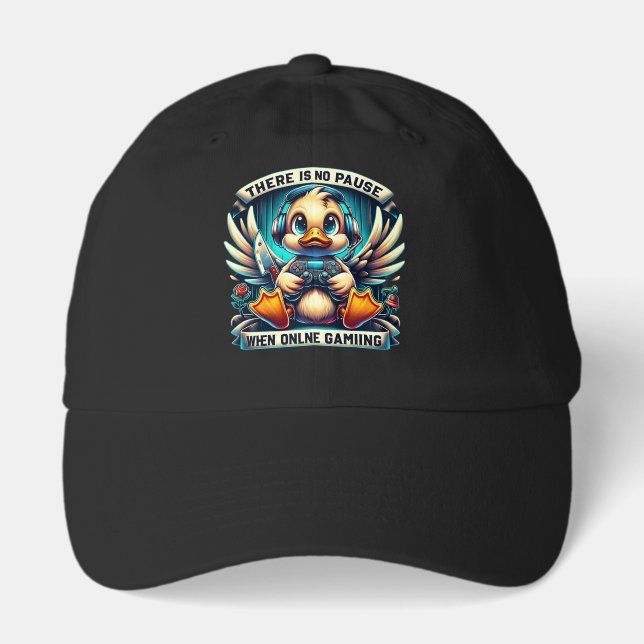 Cool gamer duck word art  hat (Front)