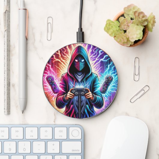 Cool gamer guy wireless charger (Desk)