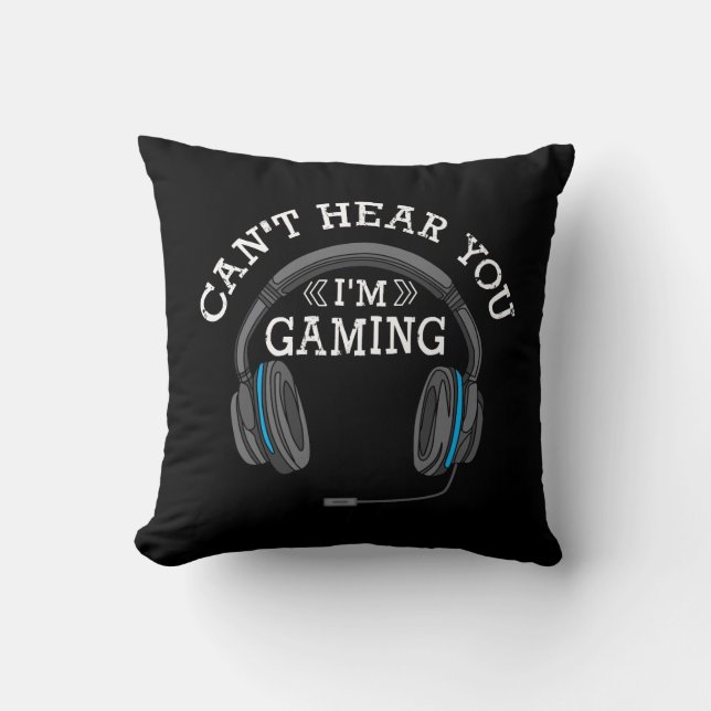 Cool Gamer Headphones Nerd Pro Im Gaming Gift Throw Pillow (Front)