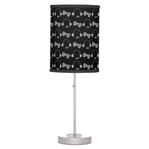 Cool Gamer Headset Controller Black Pattern Table Lamp