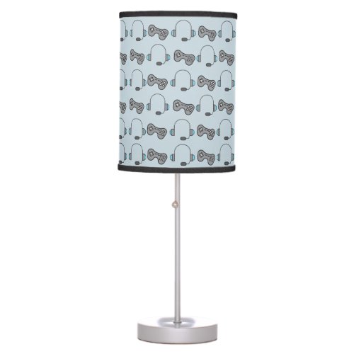 Cool Gamer Headset Controller Grey Pattern Table Lamp