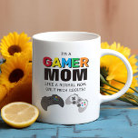Cool 'Gamer Mom' Fun  Coffee Mug<br><div class="desc">Mom's like gaming too! Check out this trendy gamer coffee for Gamer Moms! Featuring the titel 'I'm a GAMER MOM,  like a normal mom,  only much cooler!',  and two gaming controllers.</div>