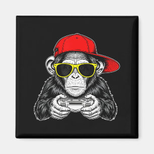 Cool Gamer Monkey With Controller Funny Gaming Vid Magnet