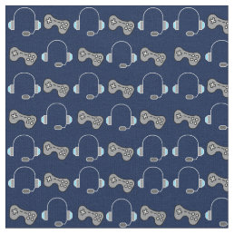 Cool Gamer Navy Blue Video Game Controller Fabric