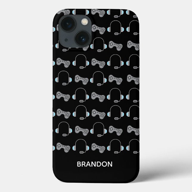 Cool Gamer Personalized Gaming Pattern Black Case-Mate iPhone Case (Back)