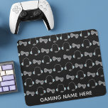 Cool Gamer Personalized Gaming Pattern BlacK Mouse Pad<br><div class="desc">Awesome custom gaming mousepad with a cool video game controller and headphone pattern for a gamer. Personalize with a name in white on the black mouse pad.</div>