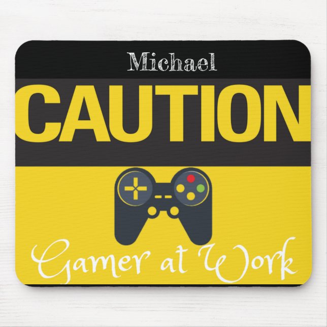 Cool Gamer Yellow and Black  Mouse Pad (Front)