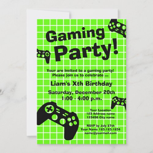 Cool gaming Birthday party invitation template