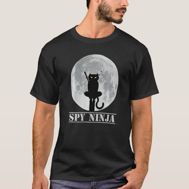 Cool Gaming Spy Month Ninja Gamer Boy Kids  Cat T-Shirt (Front)