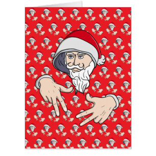 Cool Gangsta Hip Hop Hand Rap Santa Claus Card
