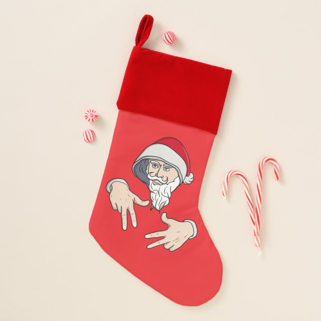 Cool Gangsta Hip Hop Hand Rap Santa Claus Christmas Stocking (Front)