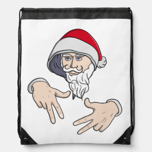 Cool Gangsta Hip Hop Hand Rap Santa Claus Drawstring Bag