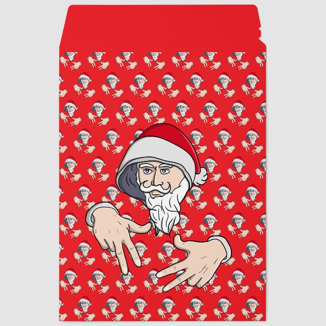 Cool Gangsta Hip Hop Hand Rap Santa Claus Envelope Mailers (Front)