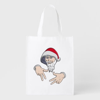 Cool Gangsta Hip Hop Hand Rap Santa Claus Grocery Bag