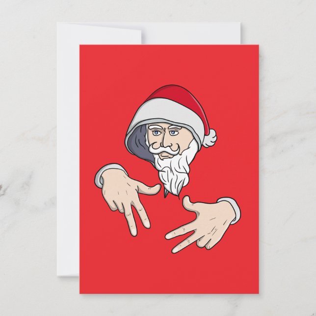 Cool Gangsta Hip Hop Hand Rap Santa Claus Holiday Card (Front)