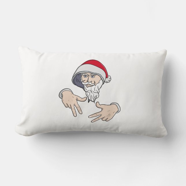 Cool Gangsta Hip Hop Hand Rap Santa Claus Lumbar Pillow (Front)