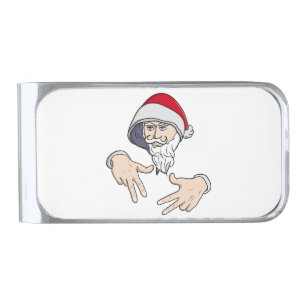 Cool Gangsta Hip Hop Hand Rap Santa Claus Silver Finish Money Clip