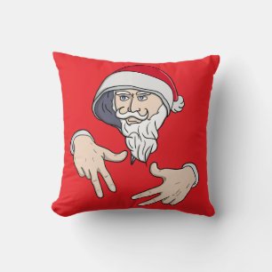 Cool Gangsta Hip Hop Hand Rap Santa Claus Throw Pillow