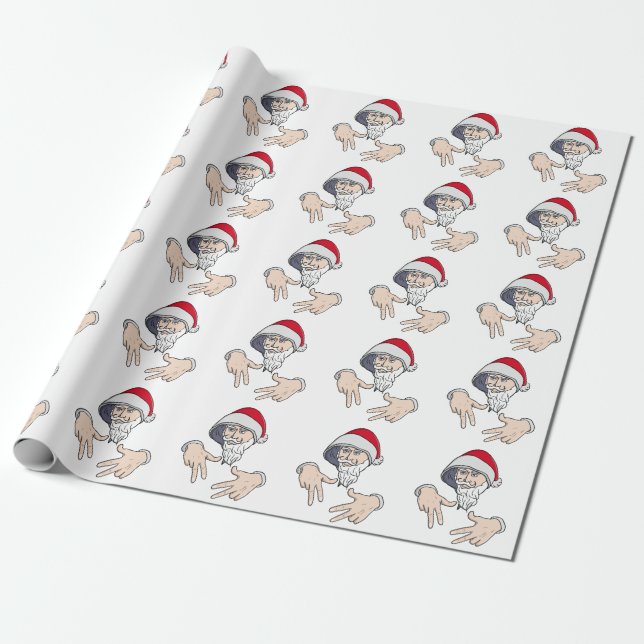 Cool Gangsta Hip Hop Hand Rap Santa Claus Wrapping Paper (Unrolled)