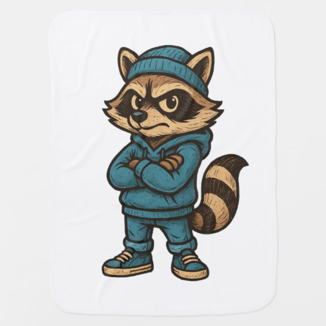 Cool Gangster Raccoon - Urban Streetwear Animal Ho Baby Blanket (Front)
