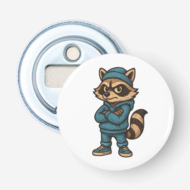 Cool Gangster Raccoon - Urban Streetwear Animal Ho Bottle Opener (Front)