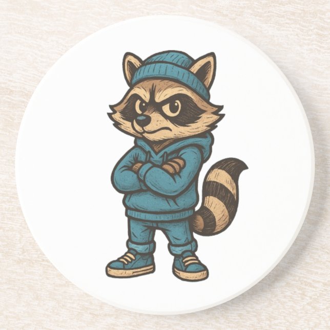 Cool Gangster Raccoon - Urban Streetwear Animal Ho Coaster (Front)