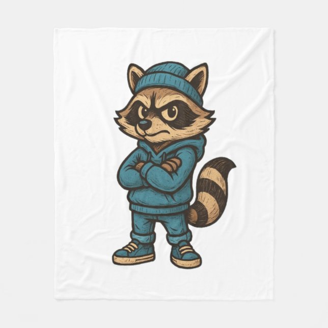 Cool Gangster Raccoon - Urban Streetwear Animal Ho Fleece Blanket (Front)