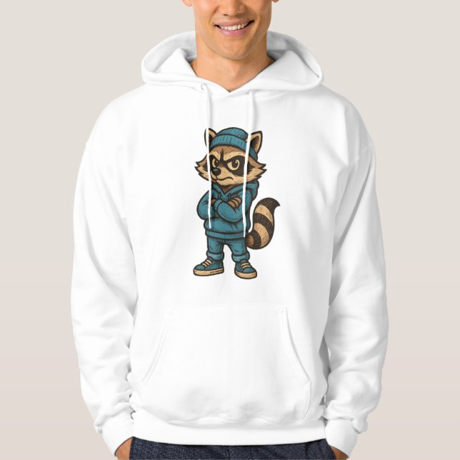 Cool Gangster Raccoon - Urban Streetwear Animal Ho Hoodie (Front)