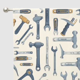 Cool garage tools tiled pattern blackout curtains