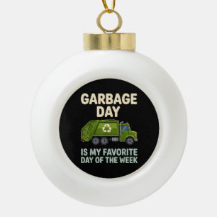 Cool Garbage Truck Art for Men Women Kids Garbage Ceramic Ball Christmas Ornament