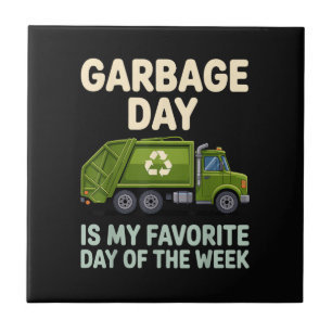 Cool Garbage Truck Art for Men Women Kids Garbage Ceramic Tile