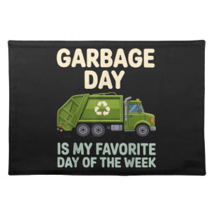 Cool Garbage Truck Art for Men Women Kids Garbage Cloth Placemat